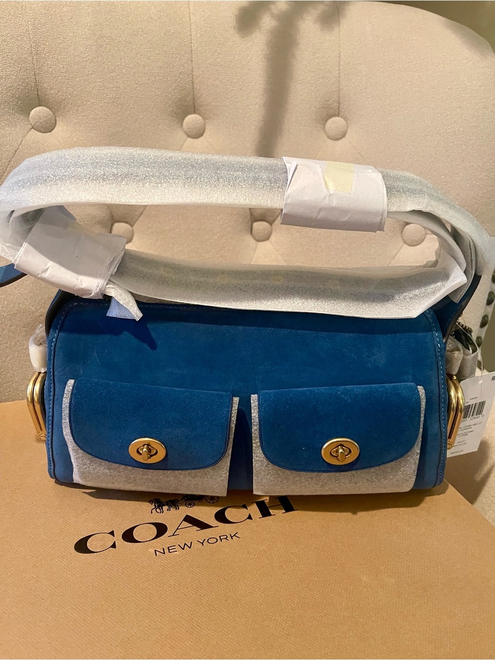 Coach Turnlock Haversack mini 27 blue jay suede shoulder / Crossbody bag